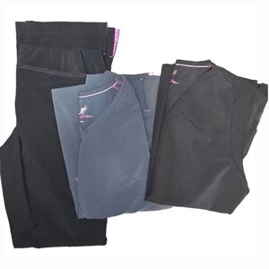 Smitten 3-Piece Scrub Bundle (Black Top-XS/Black Pants-XXS/Gray Top-XS)